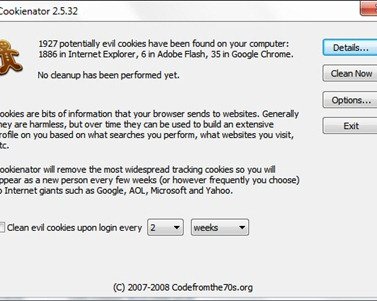 Cookienator стирает куки одник кликом