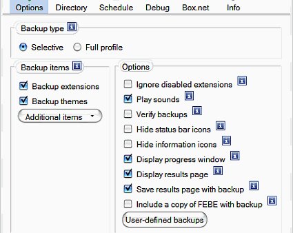 FEBE атоматически сохраняет все ваши дополнения к Firefox на Box.net